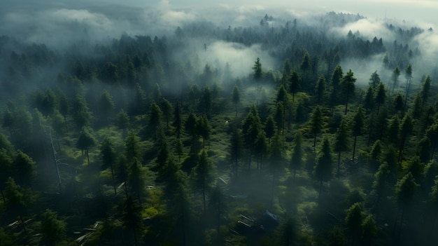 TopDown View of Sunlit Forest