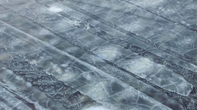 Topdown view to the textures and patterns of the cracked seaice formations