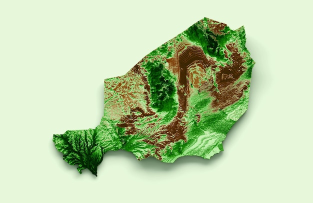 Topografische kaart Niger 3D realistische kaart Kleur 3D illustratie