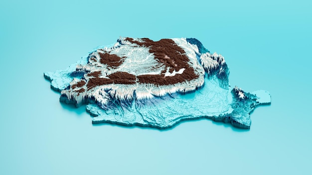 Topografische Roemenië kaart Hypsometrische hoogte tint Spectraal gearceerde reliëfkaart 3d illustratie