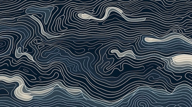 Topographic contour lines map seamless pattern