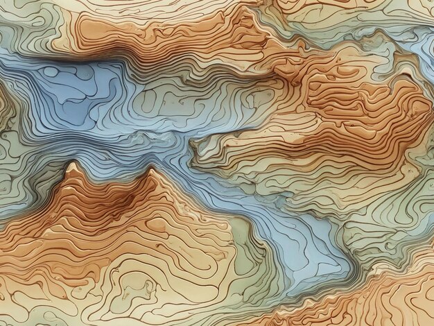 Topographic contour lines map seamless pattern