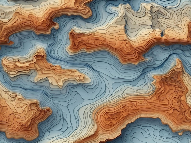 写真 地形の輪郭線の地図のシームレスパターン
