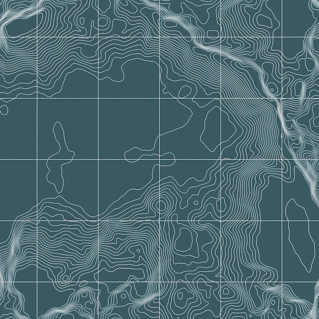 Topographic contour map with grid lines