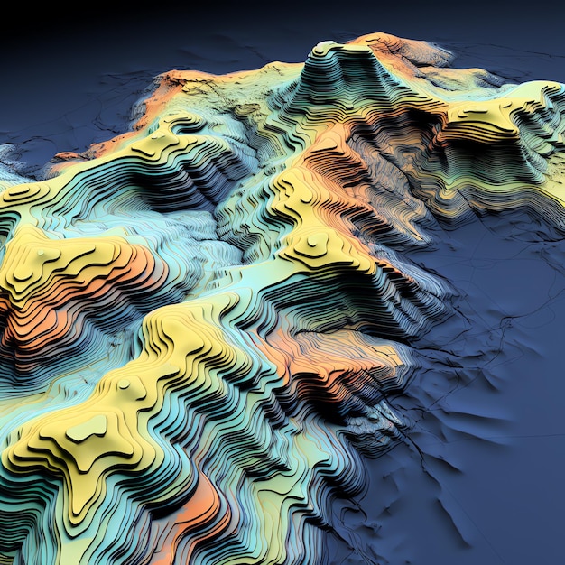 Foto una mappa topografica di una montagna