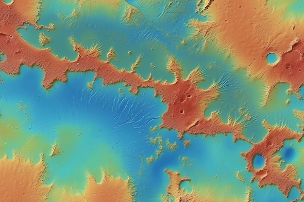 Topography map of mars surface