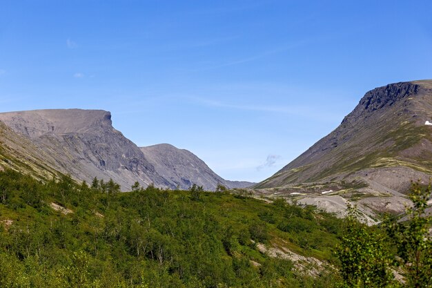 The tops of the Mountains, Khibiny  and cloudy sky