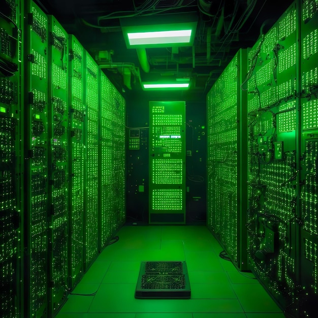 topsecret underground bunker a heavily guarded server room houses a cluster of computer chips