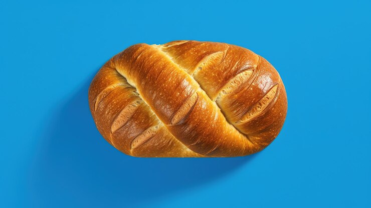単色の背景に食べ物のトップショット写真