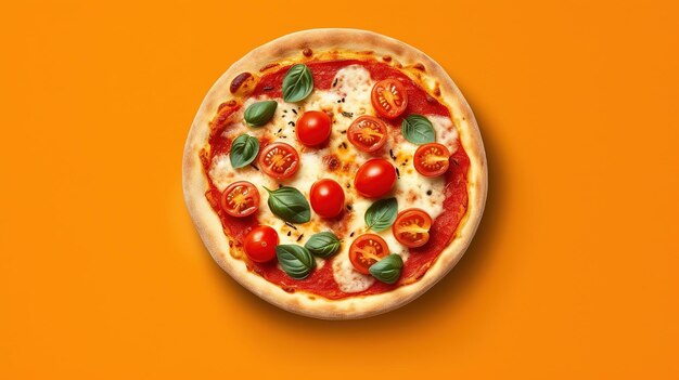 A topshot photograph of food on solid color background