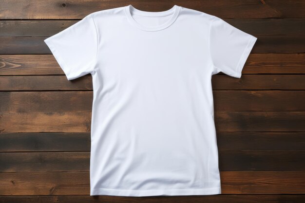 Photo topview capture chic white tshirt on a wooden table