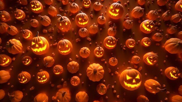 TopView Halloween-pompoenen en JackO'Lanterns