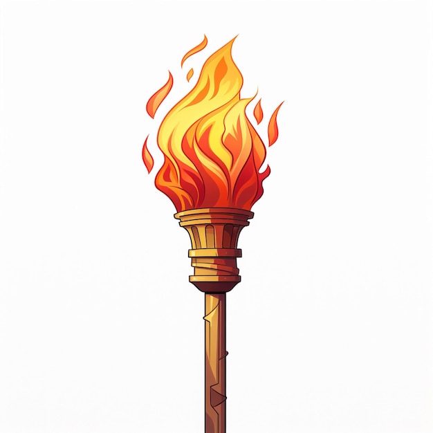 Photo torch 2d cartoon illustraton on white background high qual