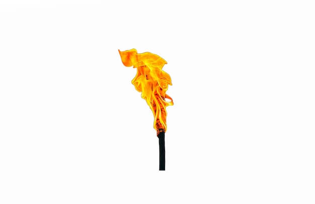 Photo torch with fire isolated on white background.