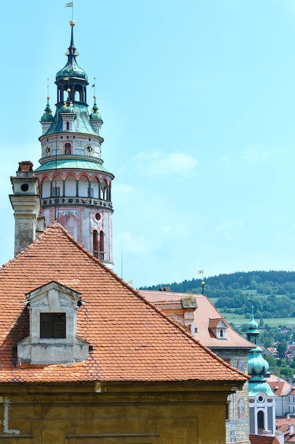 Toren van het kasteel van Cesky Krumlov (Tsjechië)