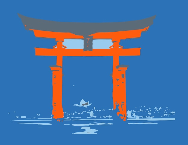 tori japanese sacred gate in colors