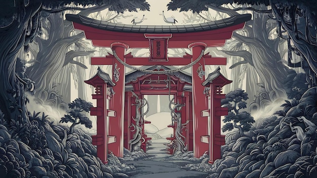 Torii forest illustration