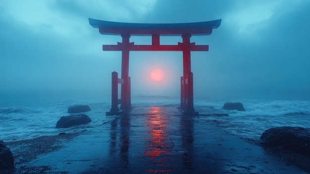 torii gate at sunset
