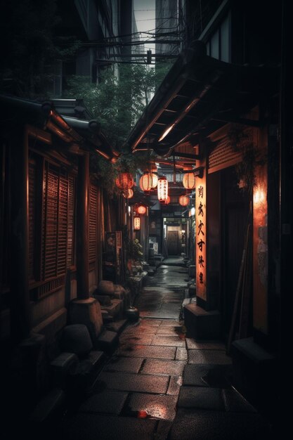 Photo a torii at night in the oldtown of tokyo