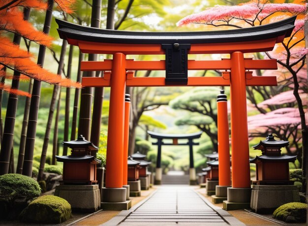 Photo torii traditional japanese gate isolated on white