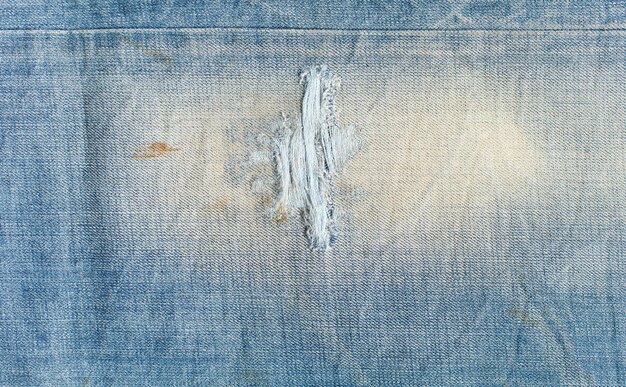 Photo torn denim fashion jeans design texture. blue denim jeans texture banner with copy space for text design background. canvas denim fashion texture. panoramic fashion banner