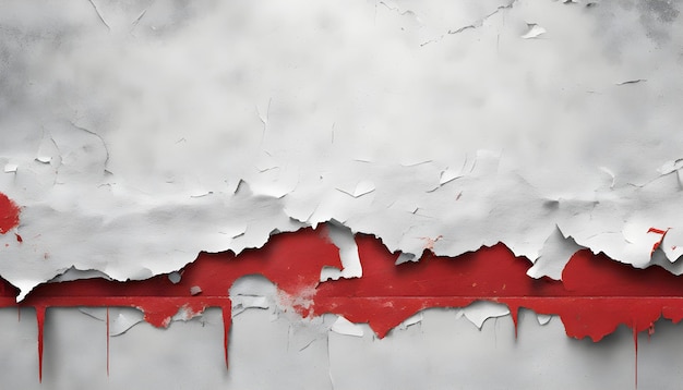 引き裂かれた白と赤の色の抽象的な質感の引き裂かれたストリートポスターのプラカード層