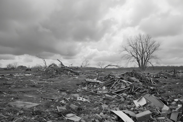 Tornado aftermath Documenting the aftermath and impact of a tornado on the landscape