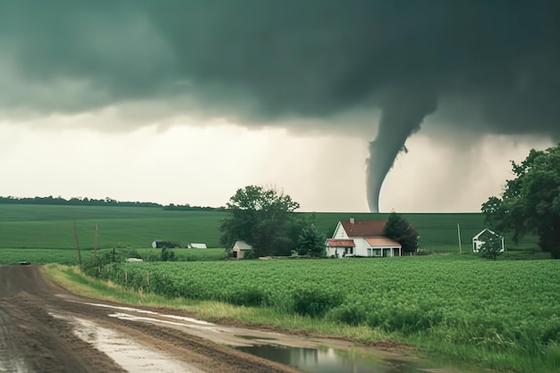 Tornado in the countryside Generative AI