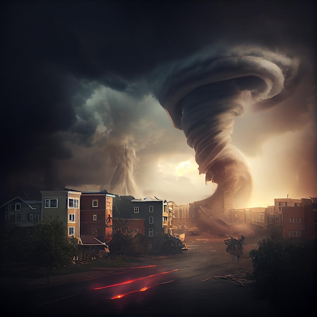 Tornado destroys houses Generative AI