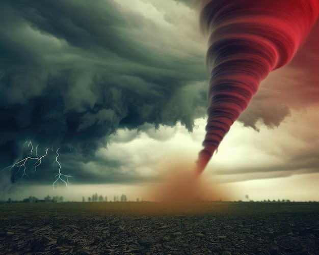 Tornado in een stormachtig landschap