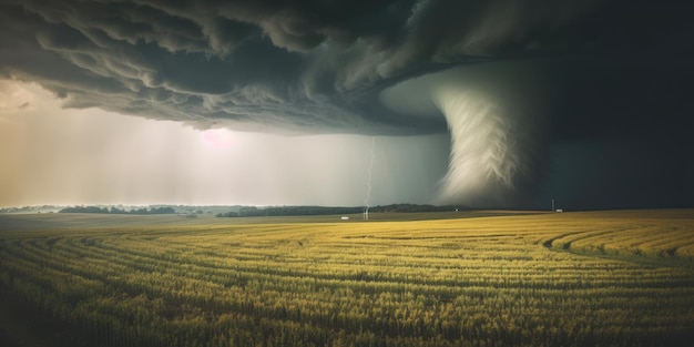 Tornado and lightnings in the field Generative AI