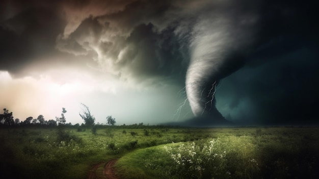 Photo a tornado in an open area ai generated