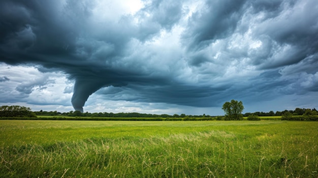 Foto tornado's in het platteland in de schemering