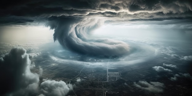 Photo tornado sky view from atmosphere top generative ai image weber