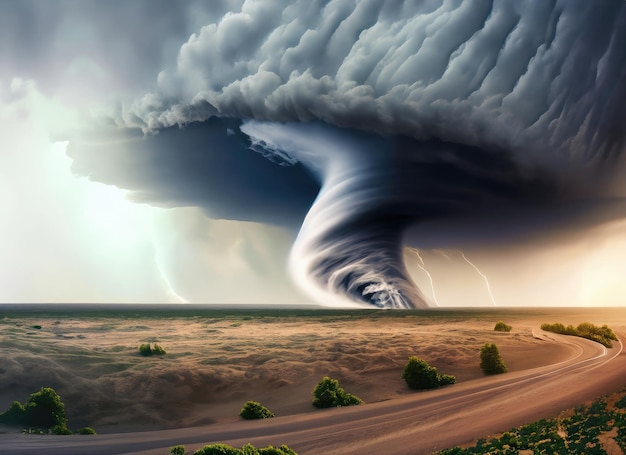 Tornado in Stormy Landscape