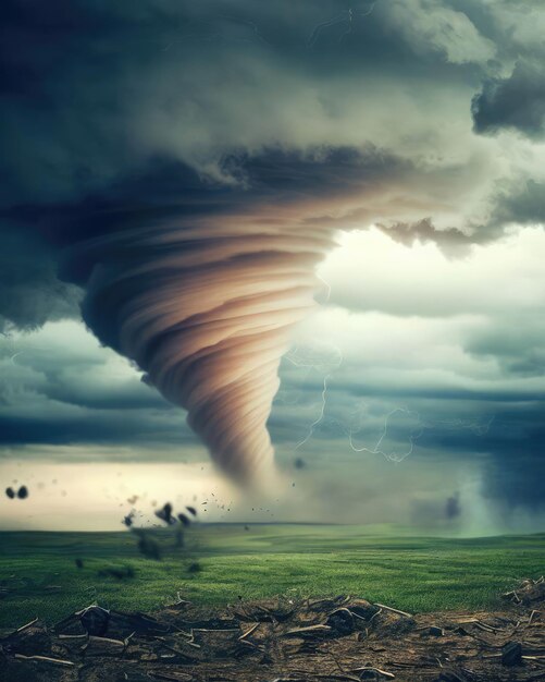 Tornado in Stormy Landscape