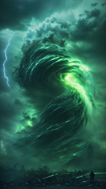 Tornado with green theme created with Generative AI