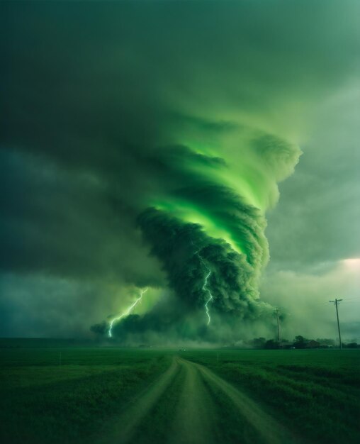 Tornado with green theme created with Generative AI