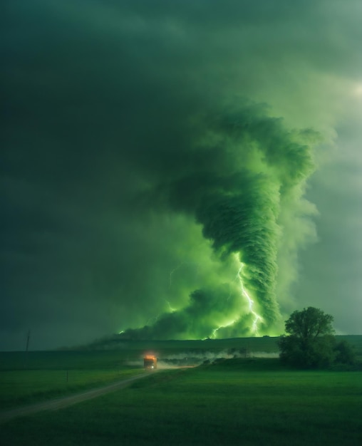 Tornado with green theme created with Generative AI