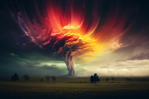 Photo tornado with vibrant colors edited for a surreal effect