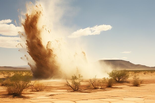 Photo tornados dance on the desert dunes