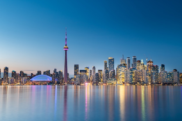 Toronto city skyline at night, Ontario, Canada