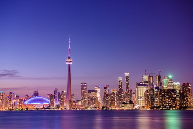 Toronto city skyline at night