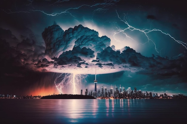 Toronto ervaart vanavond een met bliksem gevulde storm