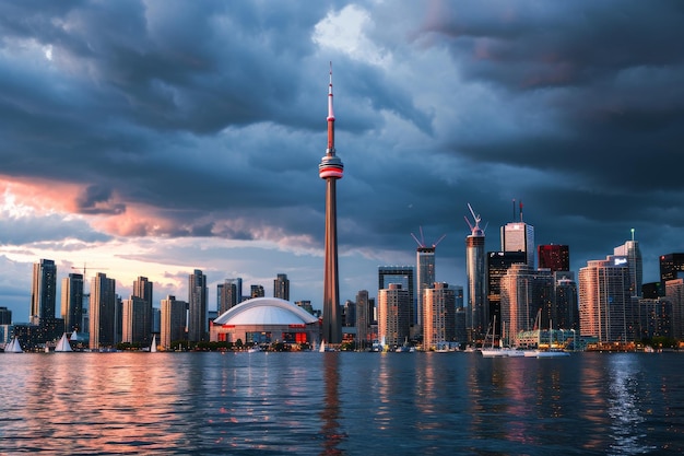 Photo toronto skyline with cn tower as the center piece ai generated