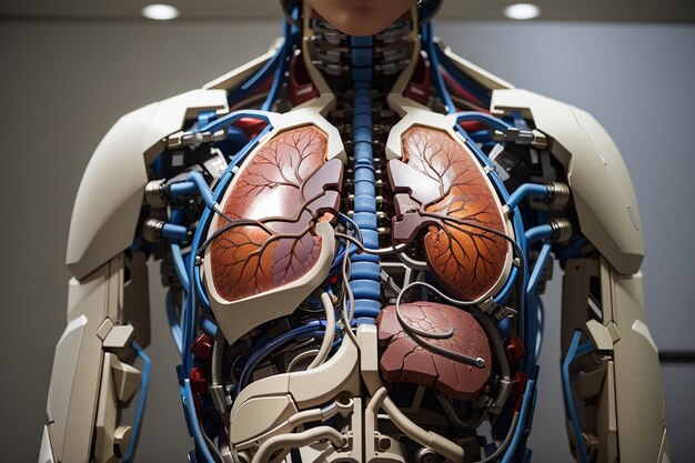 A torso of a human body depicting internal organs