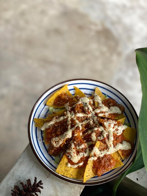 Foto tortilla chips con ragù alla bolognese