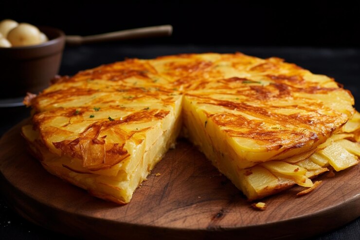 Фотография tortilla de patatas для простого ужина вкусная tortilla of patatas еда фотография изображений