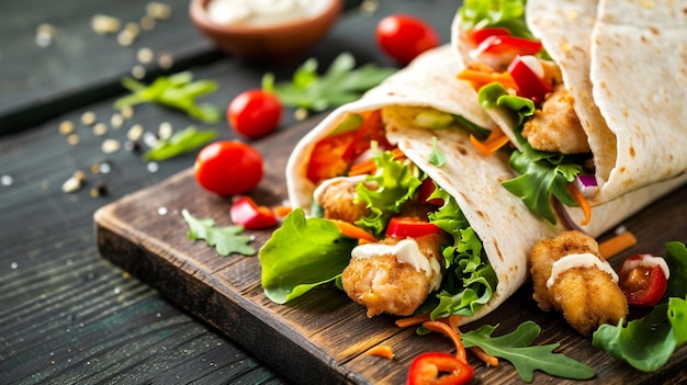 Tortilla wrap met gebakken kippenvlees en groenten Generative Ai