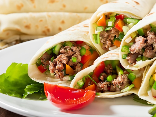 Tortilla wraps met vlees en groenten